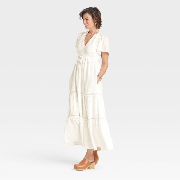 Knox Rose Flutter Short Sleeve Dobby A-Line Dress NWT - Picture 4 of 4